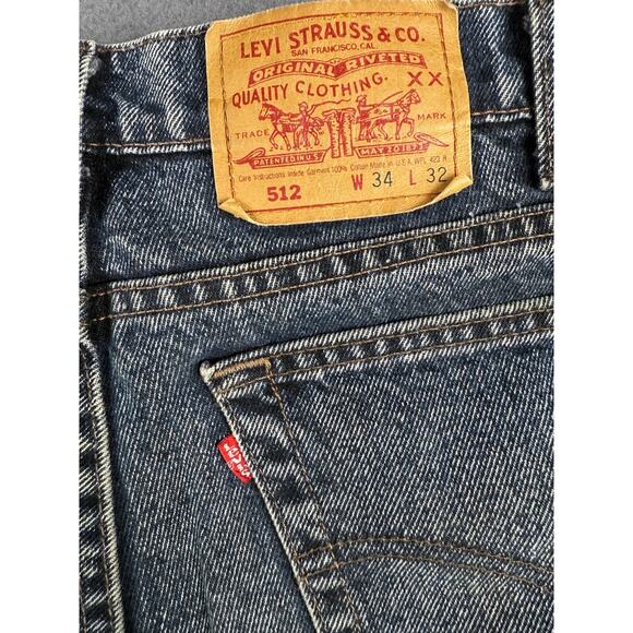 VTG Levis 512 Jeans Mens 34x31 Blue Denim Distressed Electric Acid Wash Grunge - Picture 6 of 8
